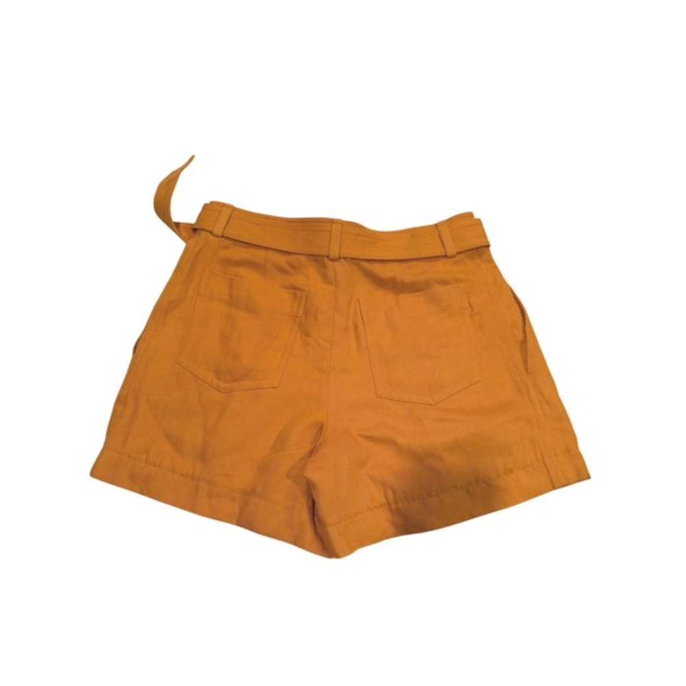 Vince Belted Pleated Shorts Burnt Orange Cotton Linen Size 14 - Picture 3 of 7